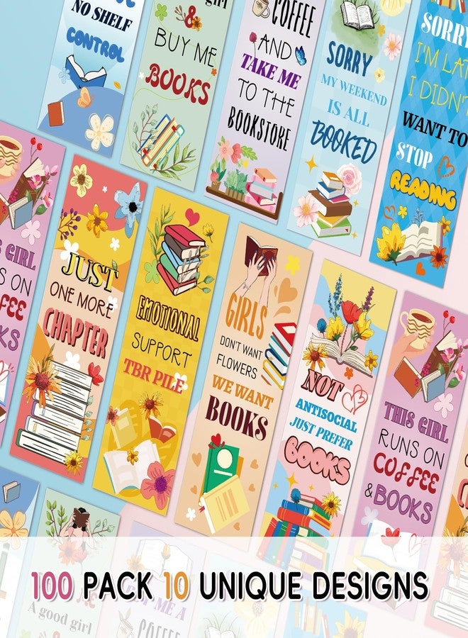 Zhirlyn مجموعة زيرلين المكونة من 100 فاصل كتاب فريد، 10 أنماط بتصميم مزدوج الجوانب لمحبي الكتب، هدايا فواصل الكتب للقراء والطلاب والمعلمين ولوازم المكتب (محبي الكتب) - Image 2